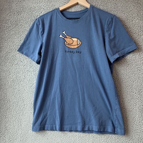 Life Is Good Other - Life is Good Shirt Men Small Turkey Day Football Crewneck Navy Blue Thanksgiving